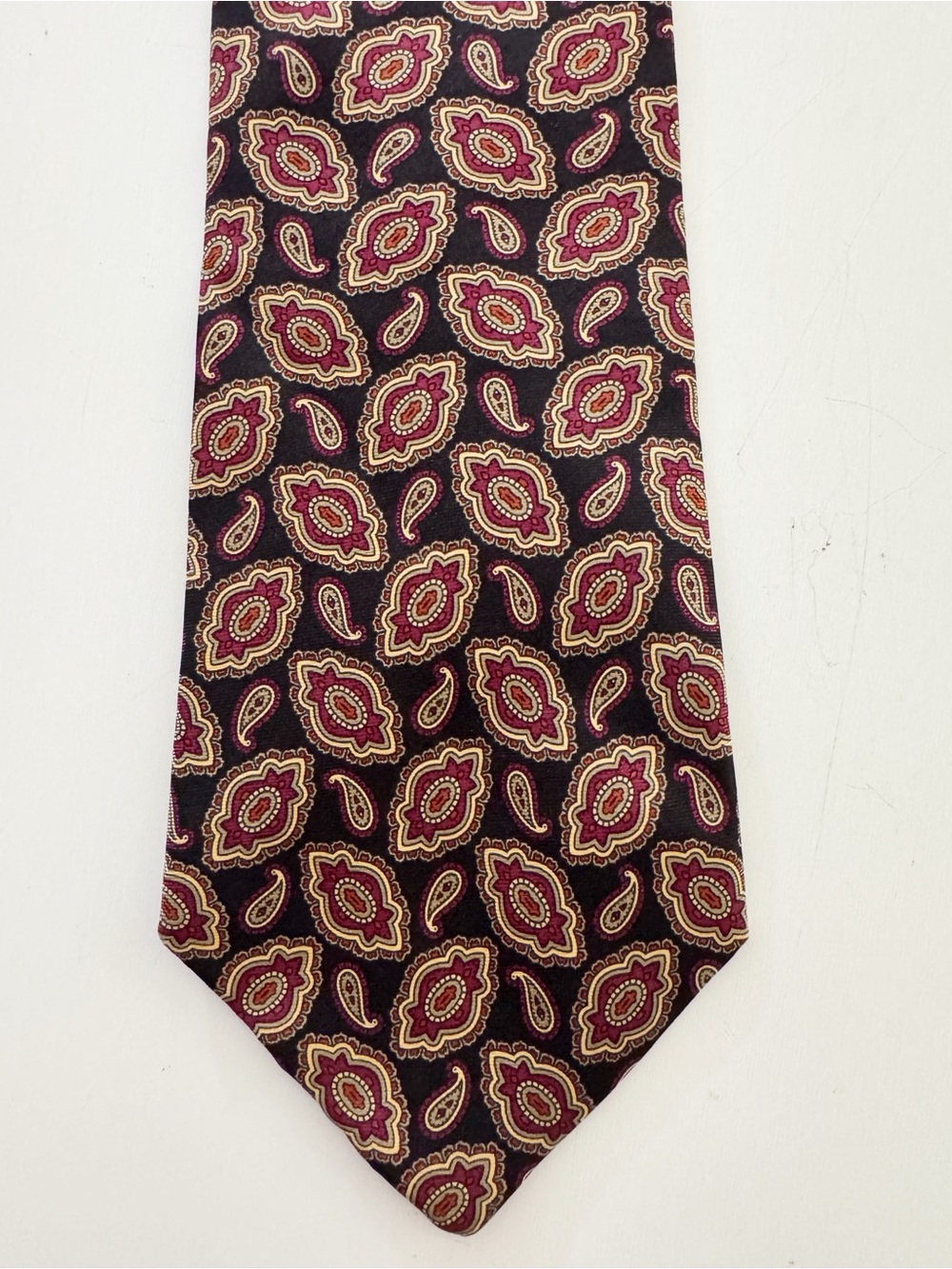 Vintage I. Magnin Silk Paisley Medallion Tie 70s 80s